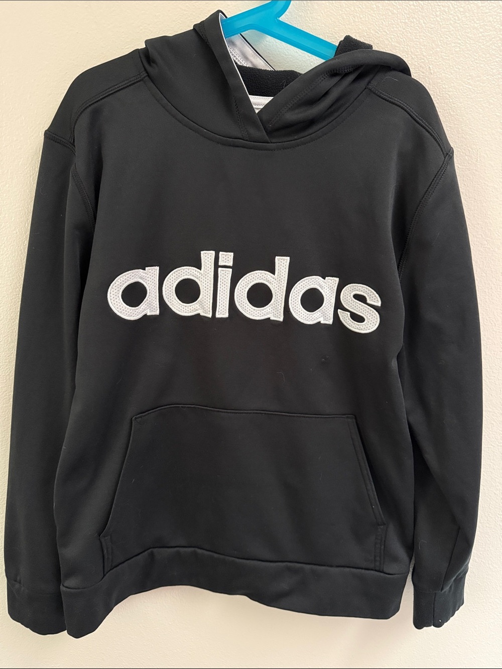 adidas Black Hoodie with White Logo Script